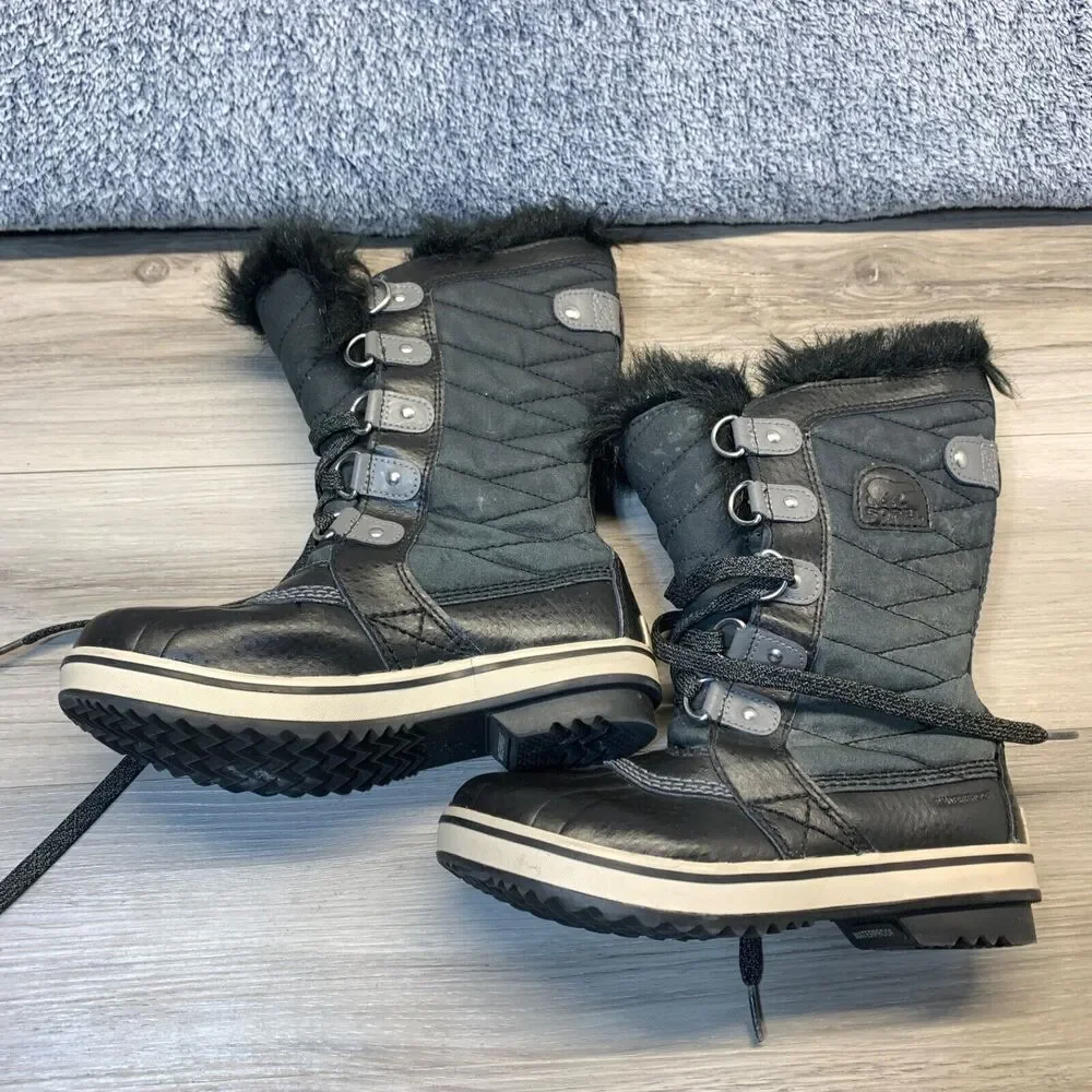 SOREL Girls Youth Black Tofino II Waterproof Winter Boots Size 2‎ NY2419-010